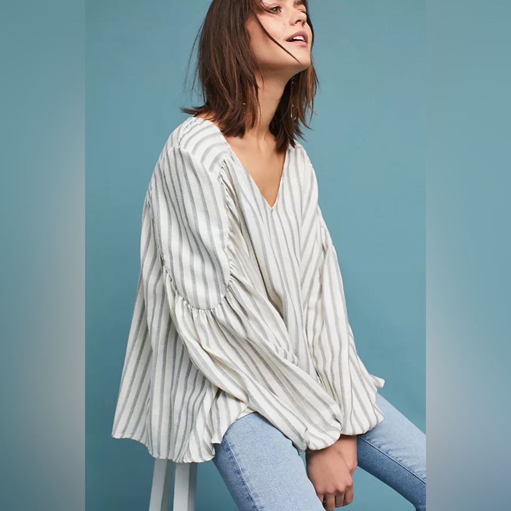 Anthropologie - Steele - Estate Striped Peasant Blouse